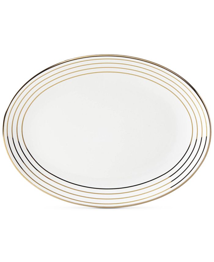 kate spade new york Charles Lane GoldTone Stripe Accents Oval Platter