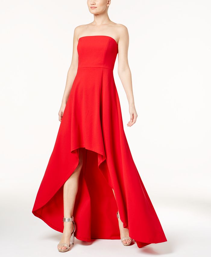 Calvin Klein Convertible Strapless High-Low Gown - Macy's