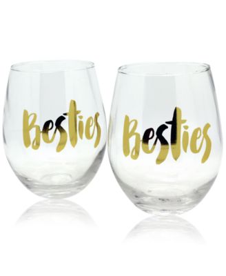 TMD Holdings - 2-Pc. Gold Besties Stemless Wine Glasses Set