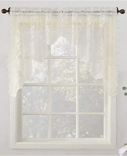 No. 918 Alison Floral Lace 58" x 38" RodPocket Kitchen Curtain Swag