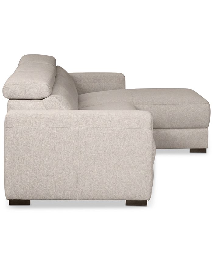 Furniture Nevio 3Pc. Fabric Sectional Sofa with Chaise, Created for