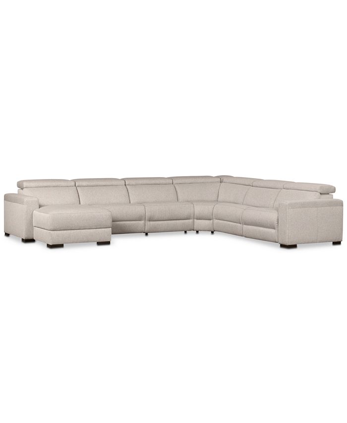 Furniture Nevio 157" 6Pc. Fabric Sectional Sofa with Chaise, Created