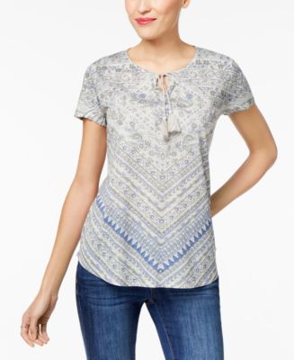 Mix And Match Tassel Tie Peasant Top