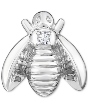 image of Diamond Accent Bee Single Stud Earring in 14k White Gold