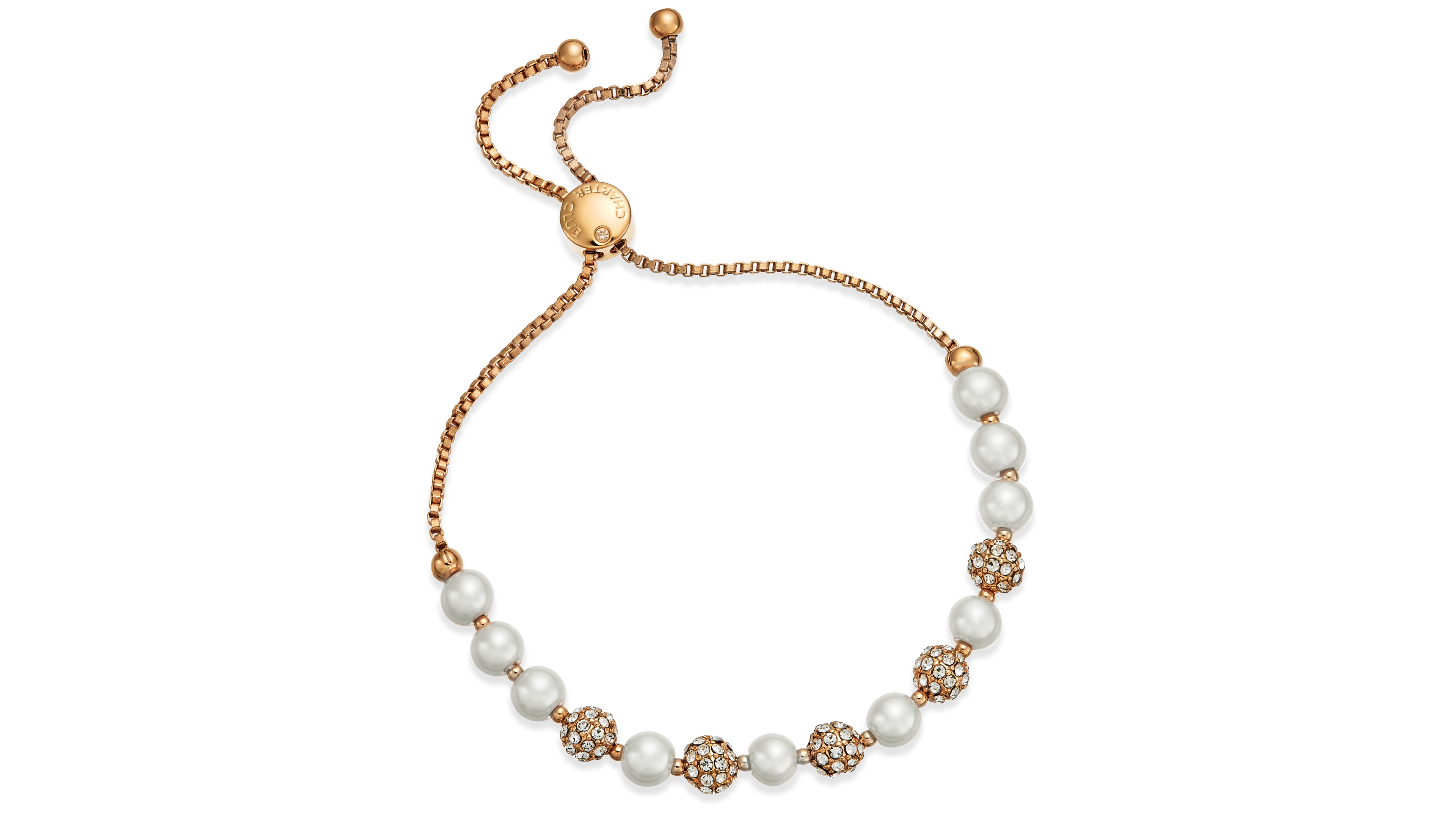 Charter Club Pave & Imitation Pearl Slider Bracelet, Created for Macy's
