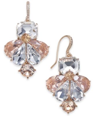 Charter Club - Gold-Tone Clear & Pink Crystal Drop Earrings