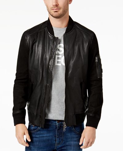 Hugo Boss Men's Leather Jacket - Coats & Jackets - Men - Macy's