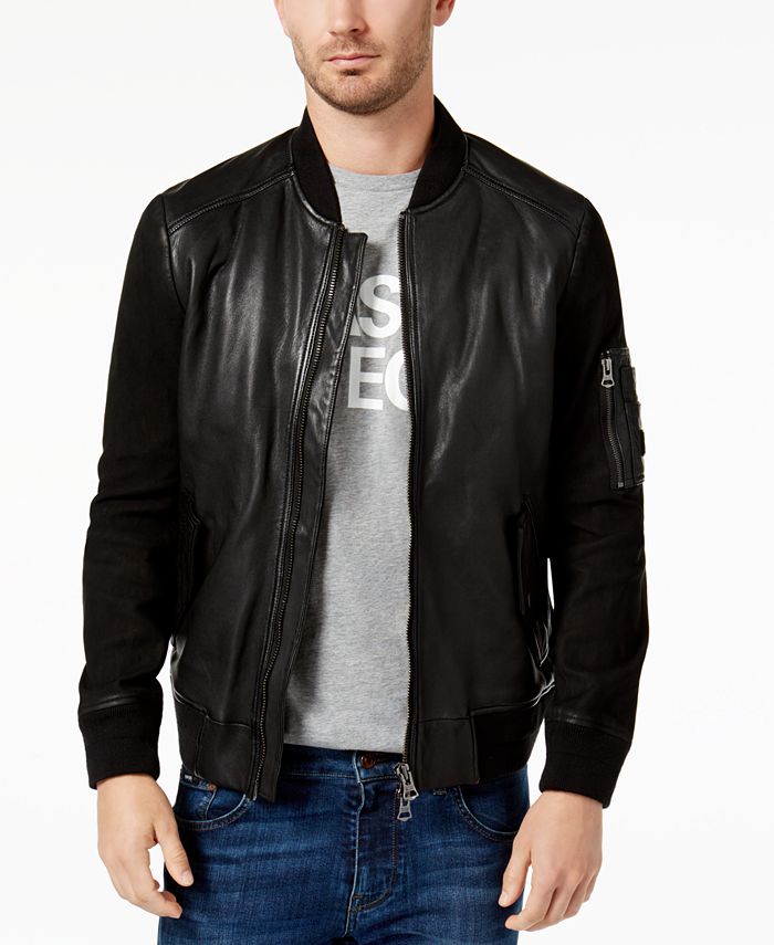 Hugo Boss Men's Leather Jacket - Macy's