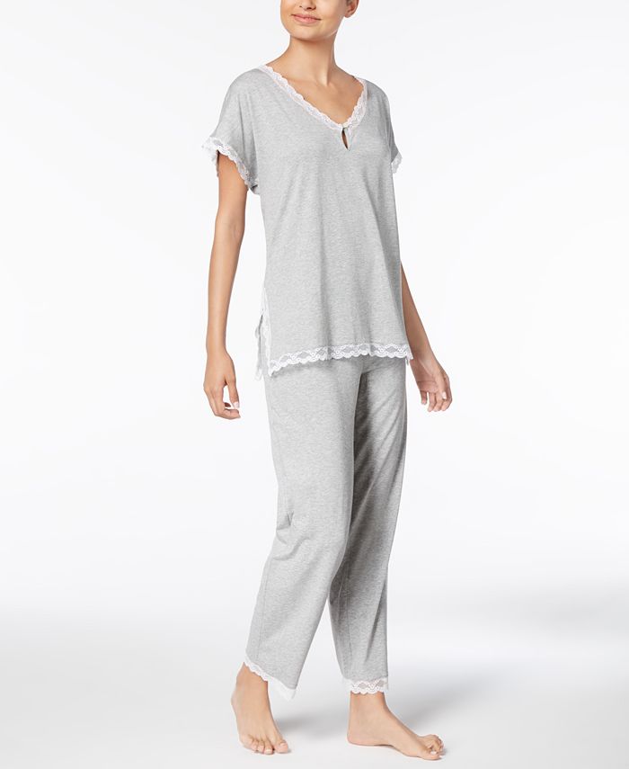 Lauren Ralph Lauren Paris Fashion Lace-Trim Knit Pajama Set - Macy's