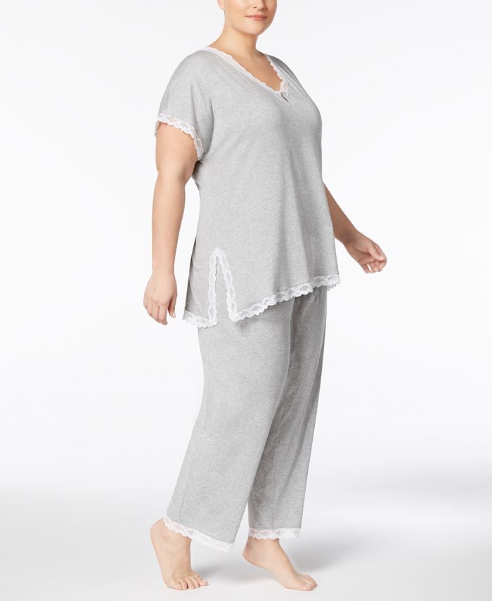 Lauren Ralph Lauren Paris Fashion Plus Size Knit Lace-Trim Pajama Set &  Reviews - Bras, Underwear & Lingerie - Women - Macy's