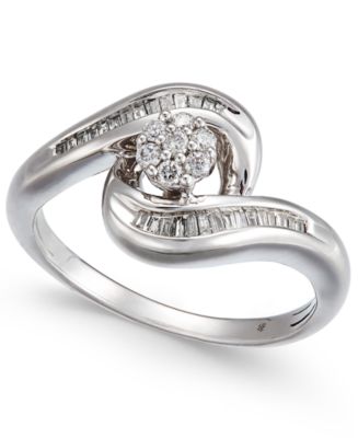 Promised Love Diamond Swirl Cluster Promise Ring (1/4 ct. t.w.) in ...