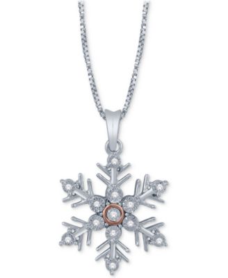 Sterling Silver Diamond Accented Snowflake Chain Slide Pendant