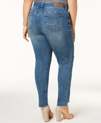 Seven7 Jeans Trendy Plus Size Step-Hem Distressed Skinny Jeans