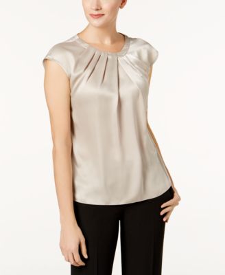 Kasper - Pleated Charmeuse Top