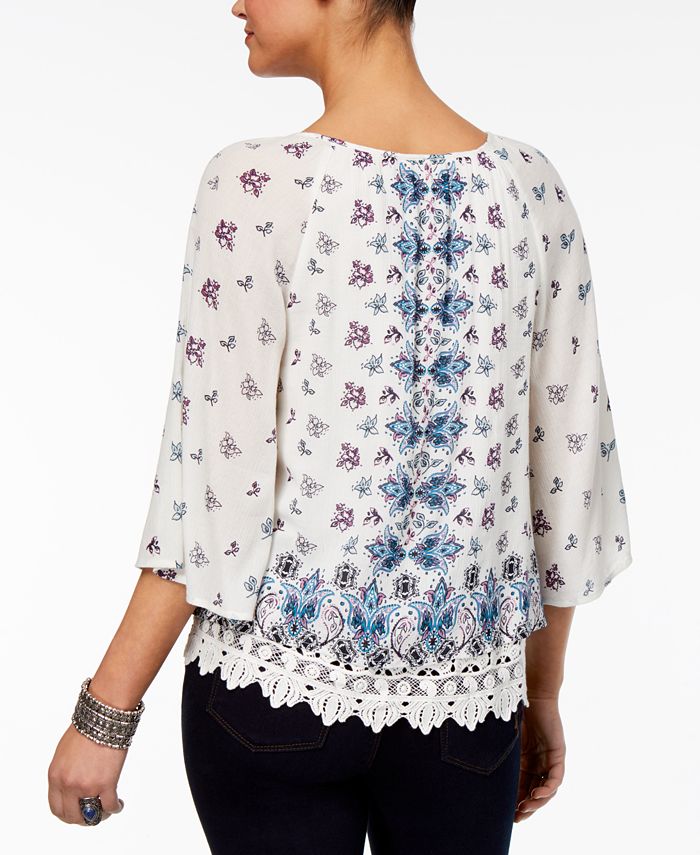 Style & Co Petite Layered Crochet-Trim Top, Created for Macy's - Macy's