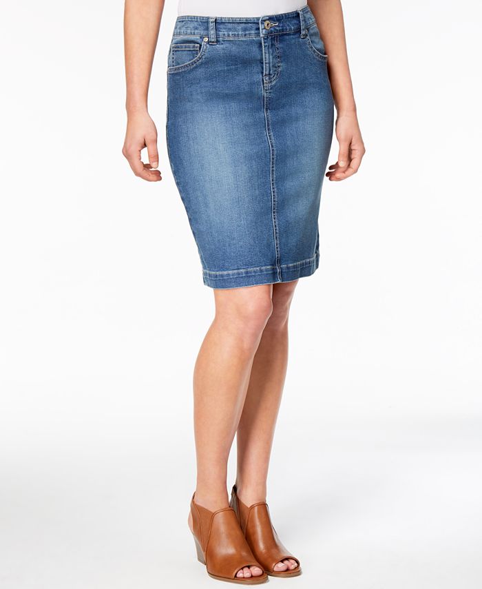 Style & Co Petite 5-Pocket Denim Skirt, Created for Macy's & Reviews ...
