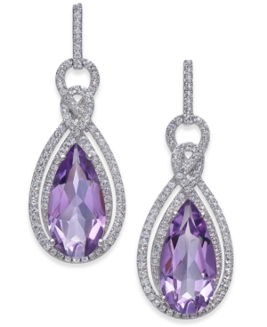 image of Amethyst (6 ct. t.w.) & White Topaz (1/2 ct. t.w.) Drop Earrings in Sterling Silver