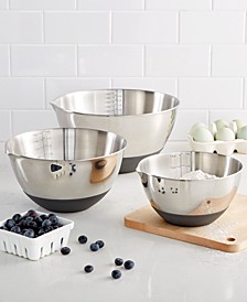 Set of 3 Non-Skid Mixing Bowls with Measurements, Created for Macy's