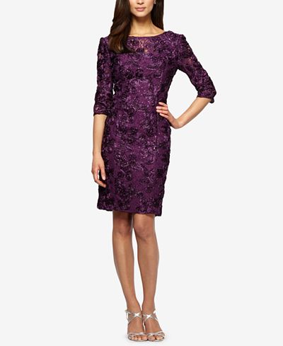 Alex Evenings Embroidered Lace Sequined Sheath Dress ...