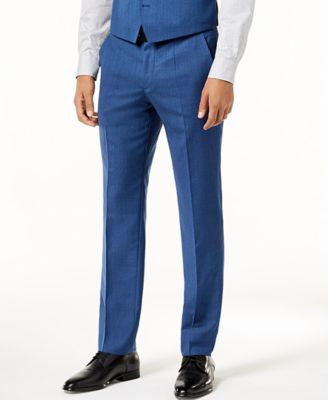 Hugo Boss HUGO Men's Slim-Fit High Blue Textured Vested Suit