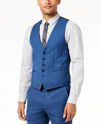 Hugo Boss HUGO Men's Slim-Fit High Blue Textured Vested Suit