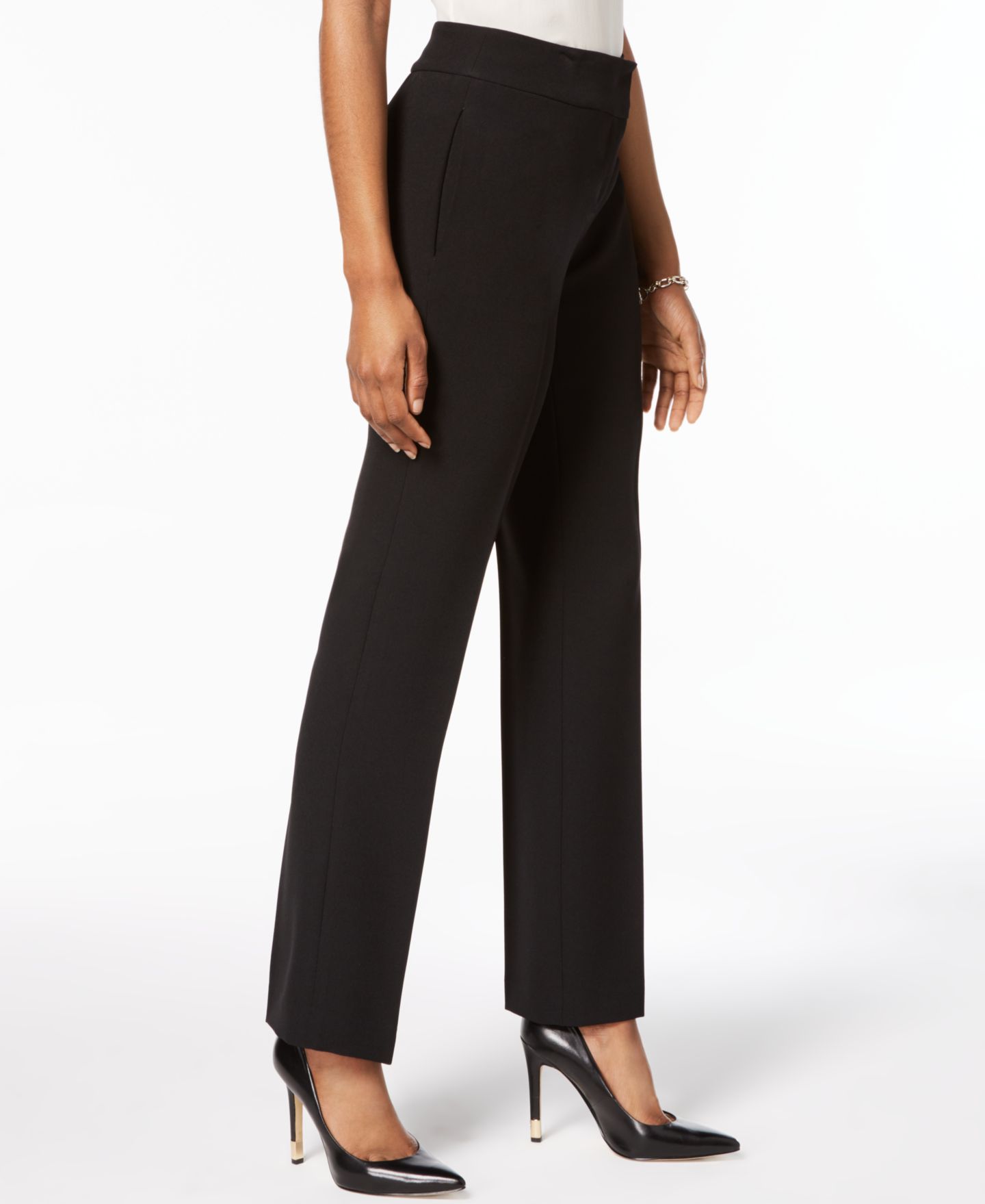 Женские брюки Kasper Ava Straight-Leg Stretch Crepe Pant, цвет: Чёрный — фото 2