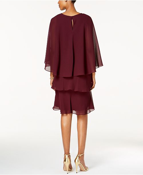 SL Fashions Embellished Cape Dress & Reviews - Dresses - Women - Macy's