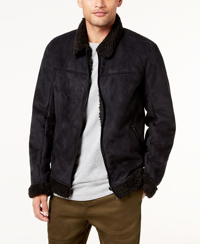 Jaywalker Men s Faux Suede Fleece Lined Aviator Jacket Macy s