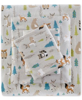 Novelty Printed Cotton Flannel 4-Pc. Sheet Set, King