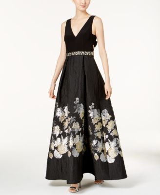 Betsy & Adam Floral-Print Fit & Flare Gown - Macy's