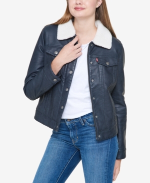 Levi's Women's Sherpa Lined Faux Leather Trucker Jacket