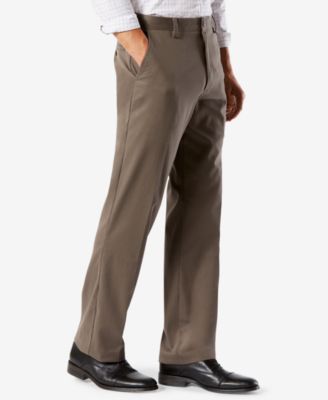 Men's Easy Classic Pleated Fit Khaki Stretch Pants