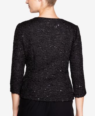 Alex Evenings Sequined Textured Jacket & Shell