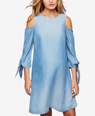 A Pea in the Pod - Maternity Cold-Shoulder Chambray Dress