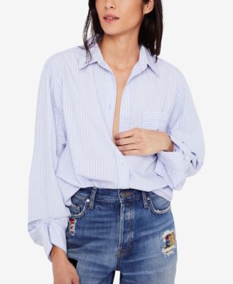 Free People - Juniors' Cotton Oversized Bow-Back Shirt