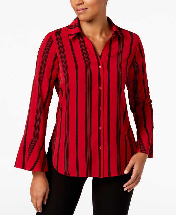 NY Collection Printed BellSleeve Blouse Macy's