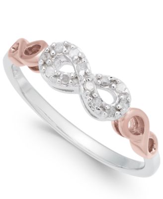 Diamond Infinity Ring (1/10 ct. t.w.) in Sterling Silver and Rose Gold-Plate