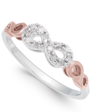 image of Diamond Infinity Ring (1/10 ct. t.w.) in Sterling Silver and Rose Gold-Plate