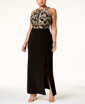 Nightway Plus Size Illusion-Inset Gown 