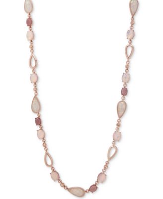 Anne Klein - Rose Gold-Tone Pink Stone Strand Necklace