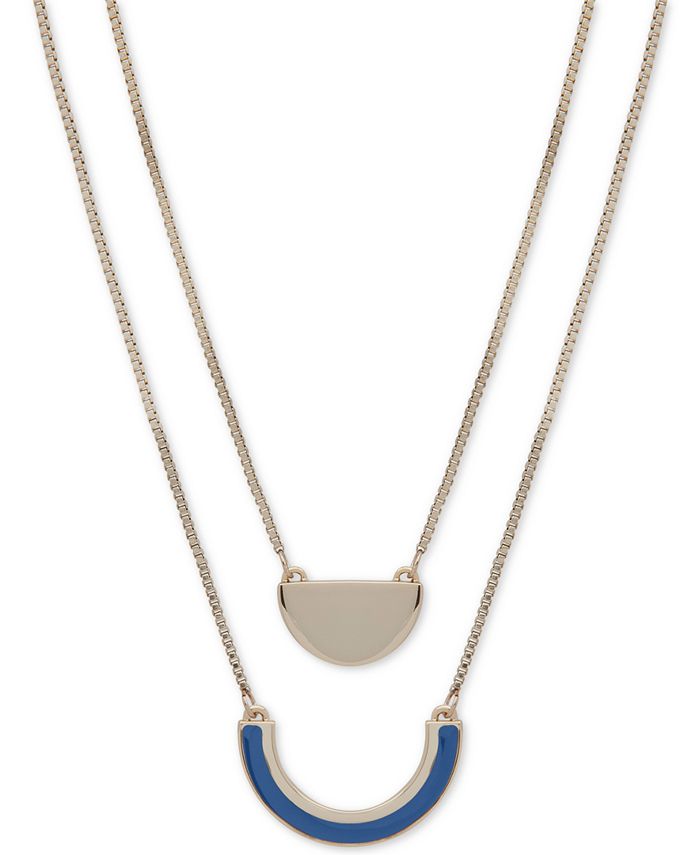DKNY GoldTone & Colored Plastic DoubleRow Pendant Necklace, Created