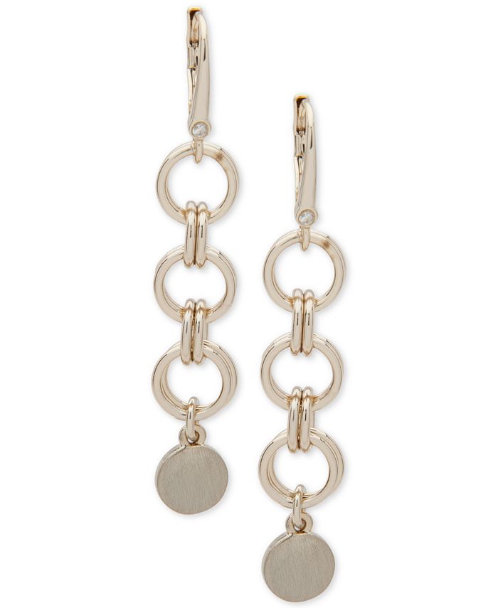 DKNY Gold-Tone Circle Linear Drop Earrings, Created for Macy's ...