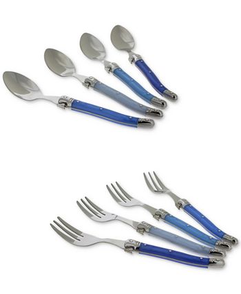 French Home - Laguiole 8-Pc. Dessert / Cocktail Set with Shades of Blue Handles