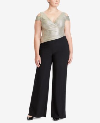 Lauren Ralph Lauren Plus Size Metallic Cold-Shoulder Jumpsuit Macy's - Main Image