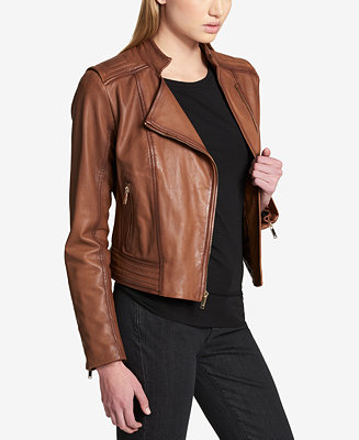 DKNY Petite Asymmetrical Leather Jacket - Macy's