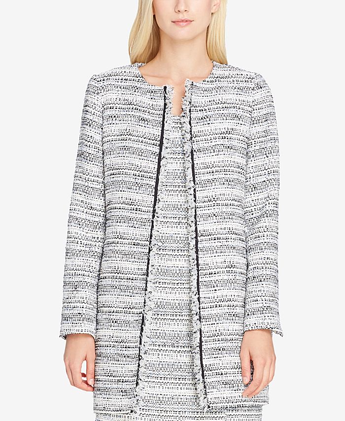 Tahari ASL Boucl Fringe Trim Jacket Macy s