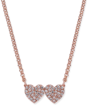 image of Kate Spade New York Pave Double-Heart Pendant Necklace
