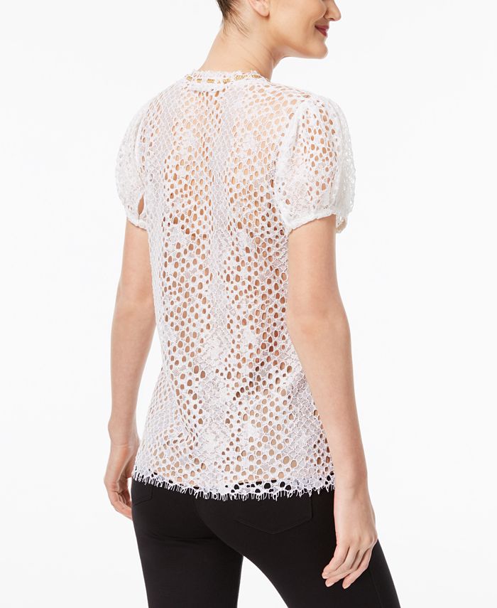 Michael Kors Lace Chain-Neck Top, Created for Macy's - Macy's