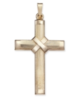 Ridged Cross Pendant in 14k Gold - Gold