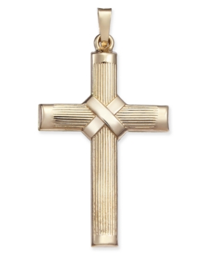 image of Ridged Cross Pendant in 14k Gold